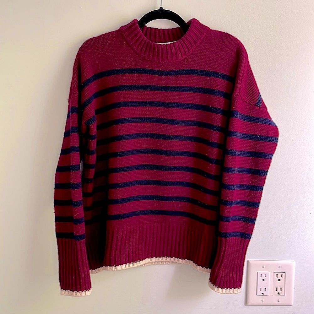 La Ligne Marin Sweater in Burgundy and Navy Blue sz XS $295